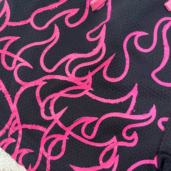 MUAY THAI FLAME SHORTS (MID THIGH CUT) - BLACK / PINK - Picture 4 of 6